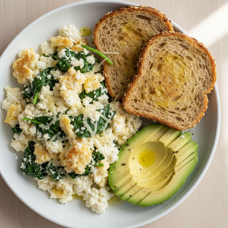 Cottage Cheese and Egg White Scramble with Spinach