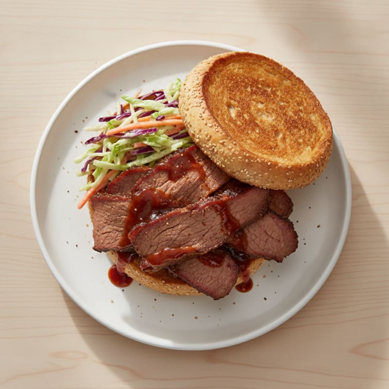 Smoky Brisket Sandwich with Tangy Slaw