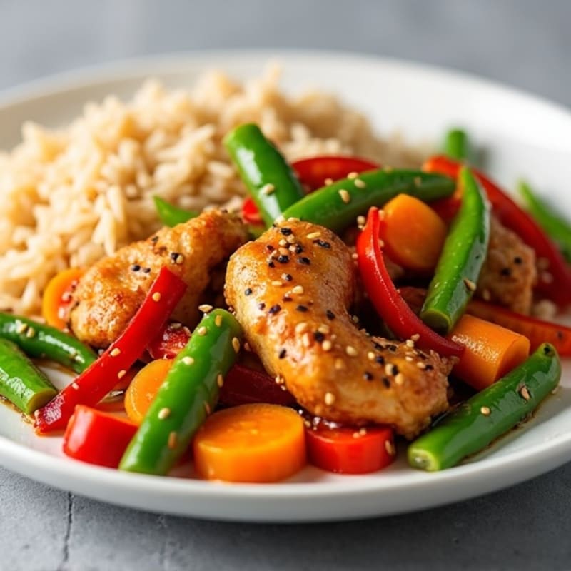 Sesame-Ginger Chicken Stir-fry with Fresh Crispy Vegetables