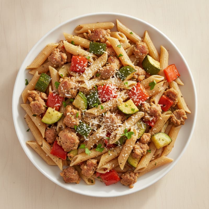 Italian Sausage Pasta with Roasted Vegetables