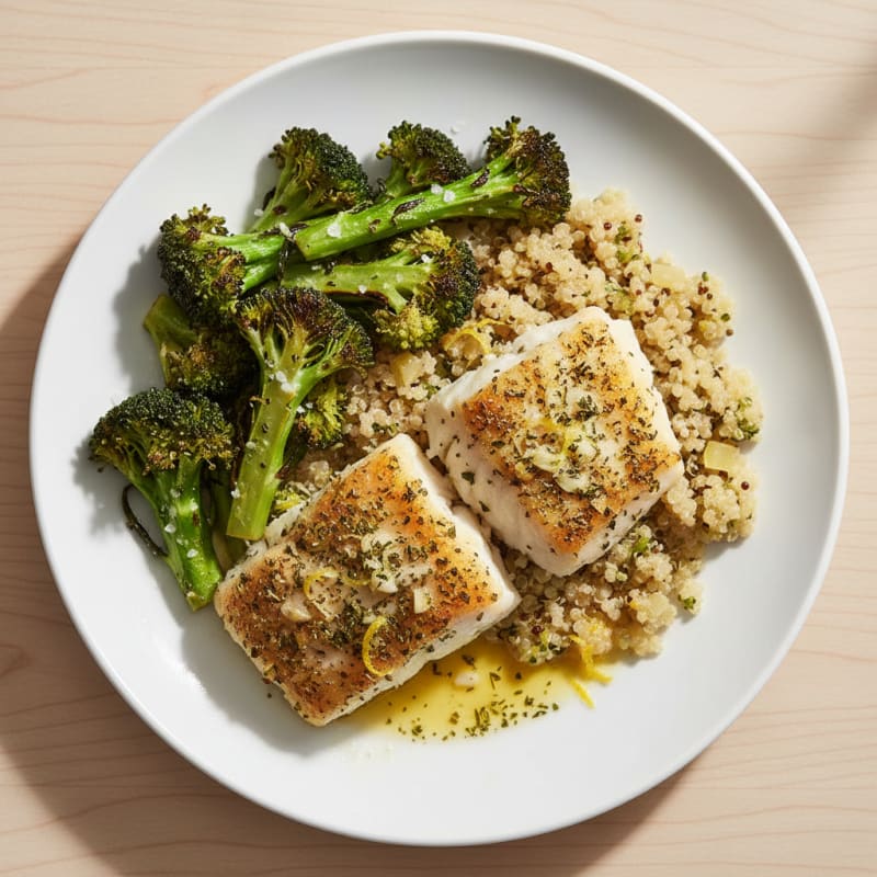 Lemon-Herb Baked Cod with Roasted Broccoli