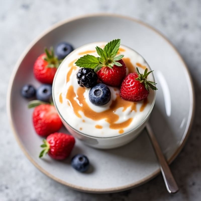 Greek Yogurt Protein Pudding with Mixed Berries