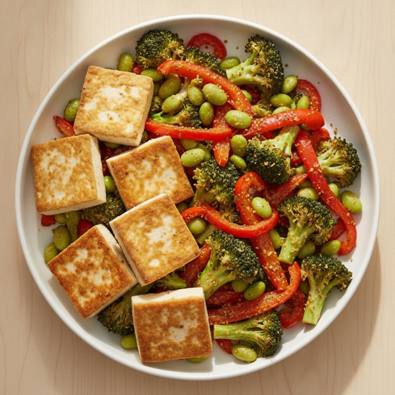 Pan-Seared Tofu with Roasted Vegetables