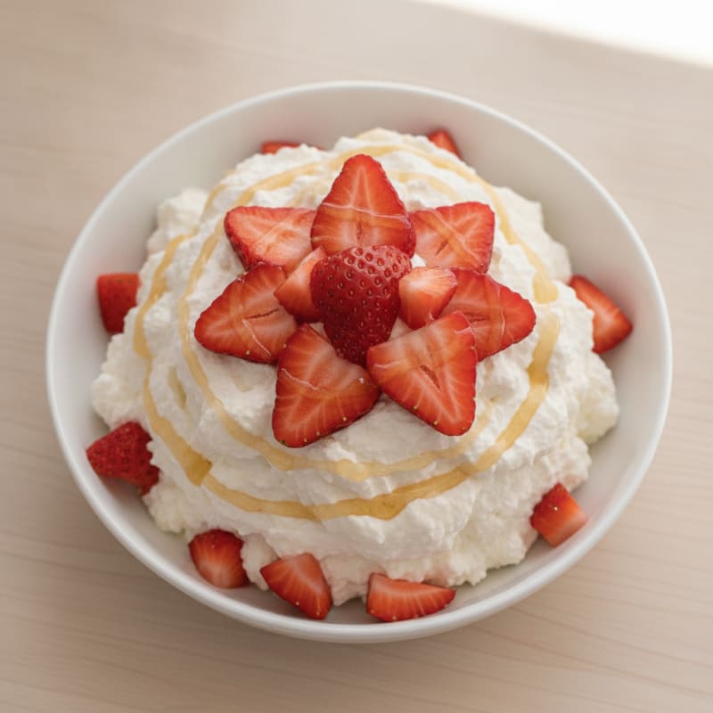 Vanilla Protein Yogurt Mousse with Fresh Strawberries