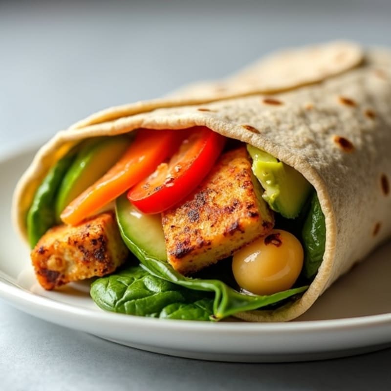 Rainbow Vegetable Wrap with Creamy Hummus