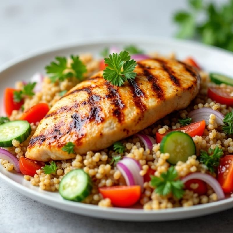 Grilled Chicken Breast with Crunchy Quinoa Salad