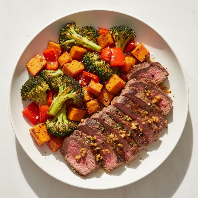 Garlic Herb Beef with Roasted Vegetables