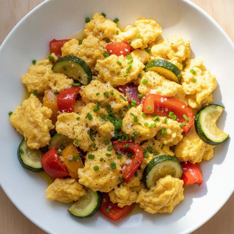 Hearty Scrambled Eggs with Roasted Vegetables