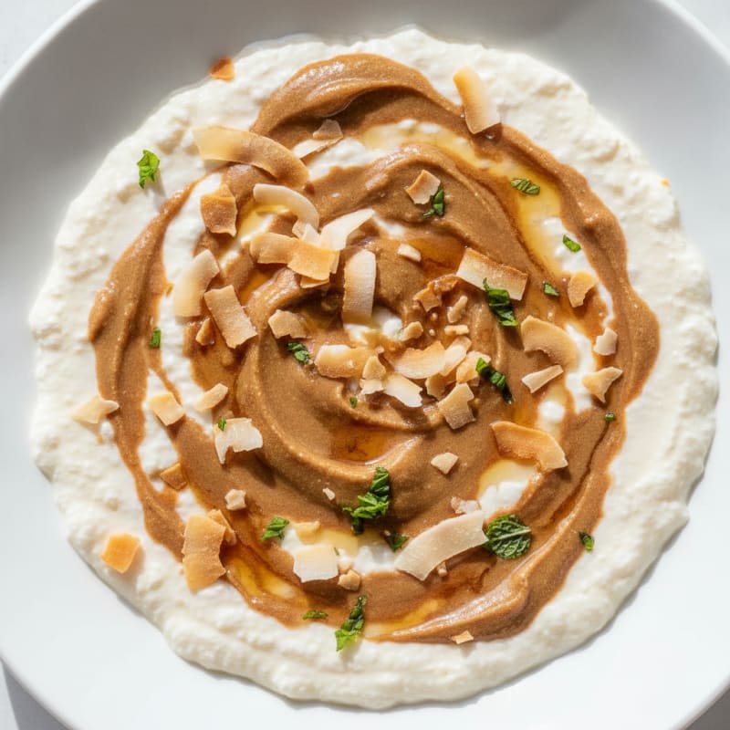 Silky Coconut Protein Pudding with Almond Butter Swirl