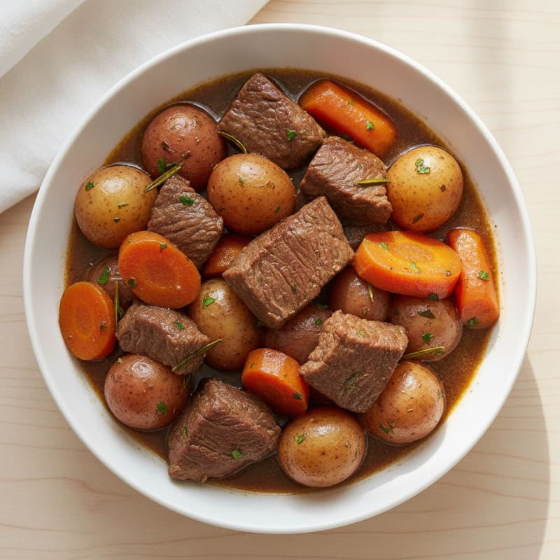 Herb-Braised Beef Stew with Carrots and Potatoes