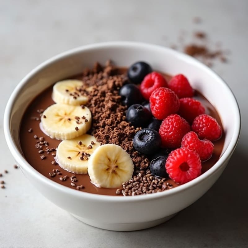 Rich Chocolate Protein Smoothie Bowl with Berries and Seeds