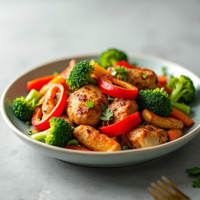 Crispy Chicken Stirfry with Vibrant Vegetables