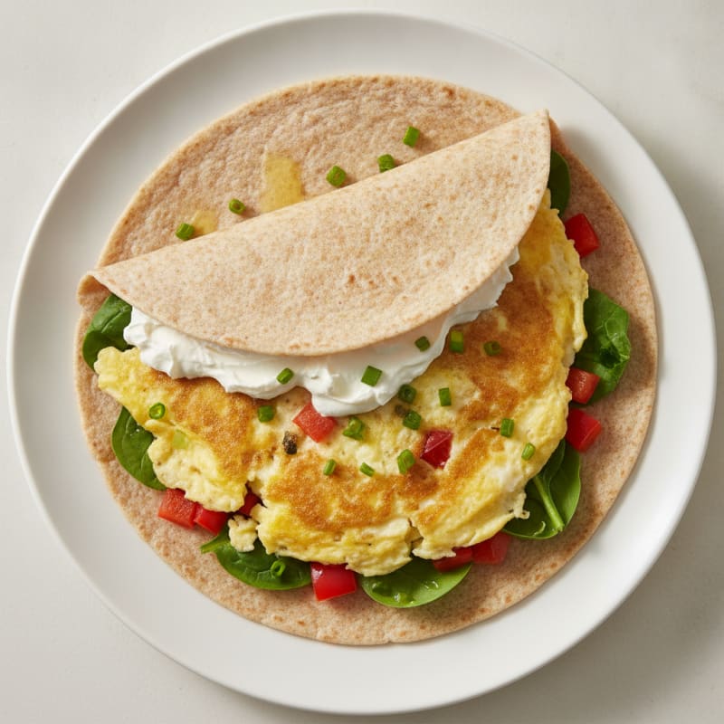 Eggs Tortilla with Cream Cheese and Vegetables