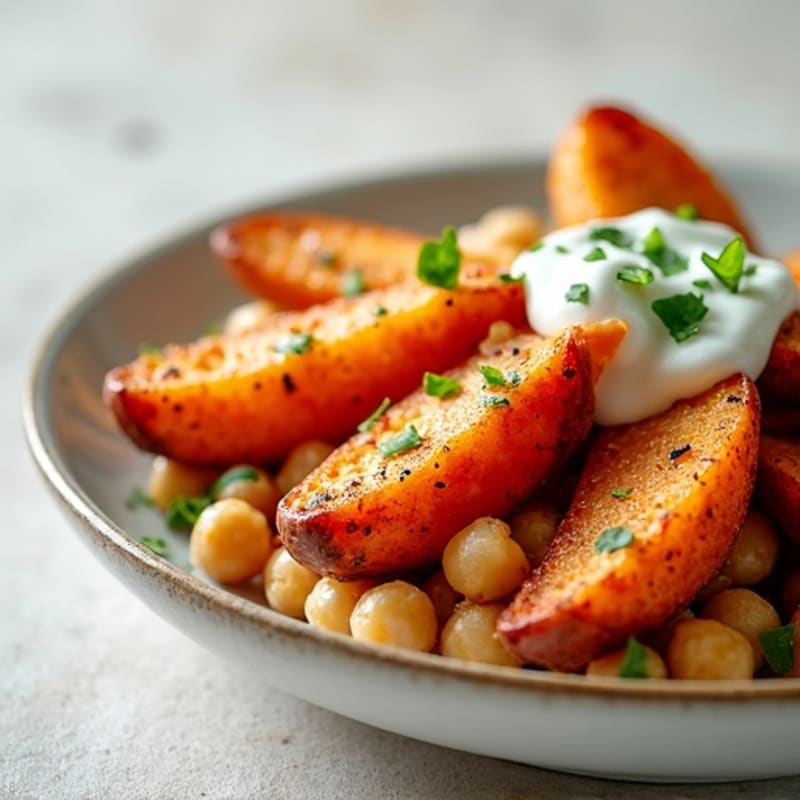 Crispy Air-Fried Sweet Potato Wedges with Garlic Herb Seasoning