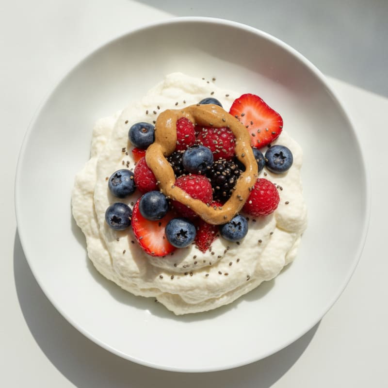 Silky Greek Yogurt Protein Mousse with Mixed Berries