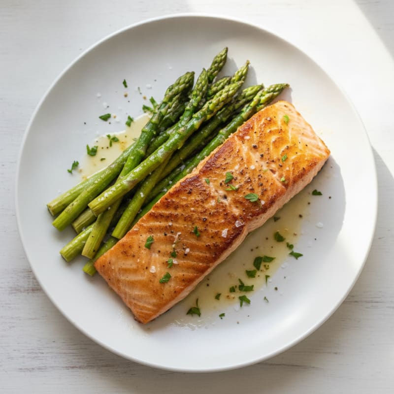 Pan-Seared Salmon with Roasted Asparagus