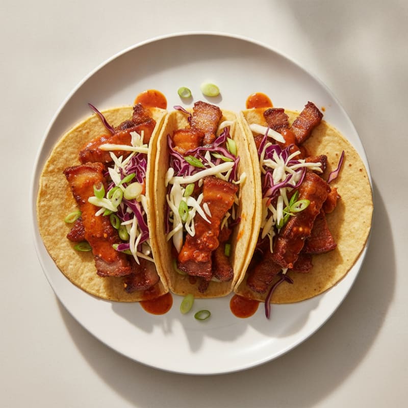 Spicy Gochujang Pork Belly Tacos