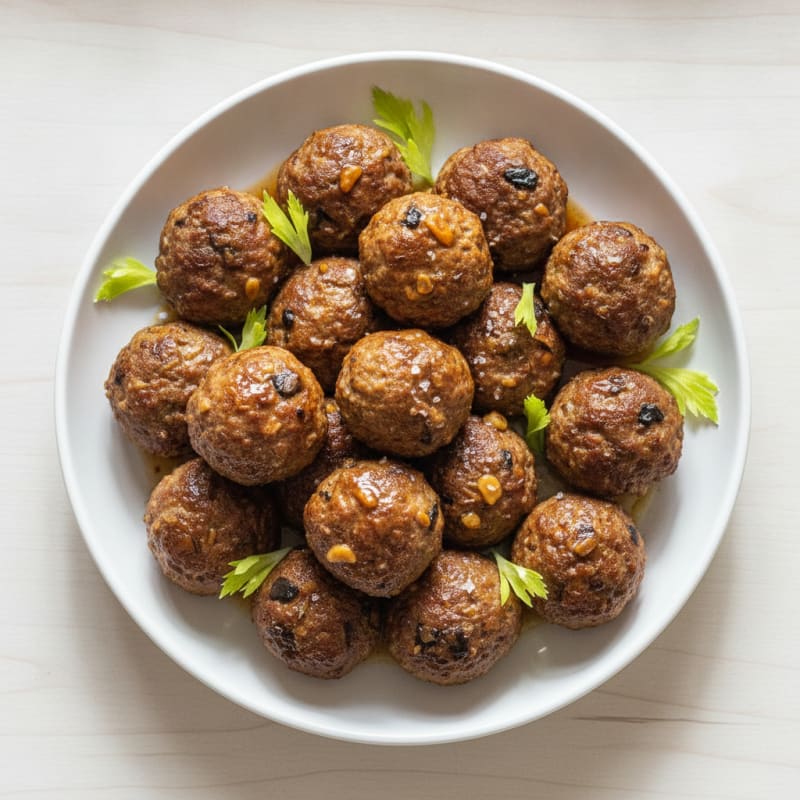 Garlic-Cumin Beef & Portobello Meatballs