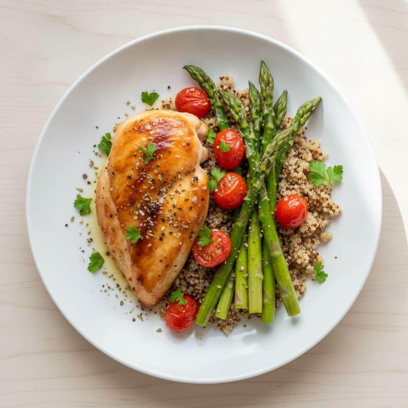 Lemon Herb Roasted Chicken with Asparagus