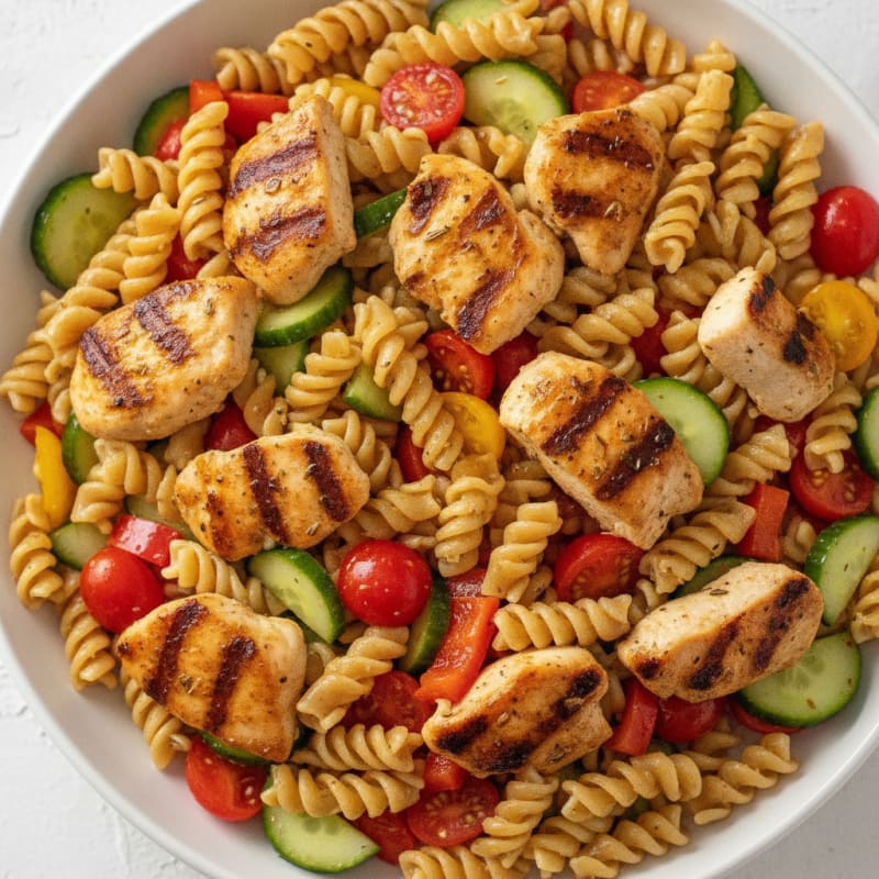 Grilled Chicken Pasta Salad with Fresh Vegetables
