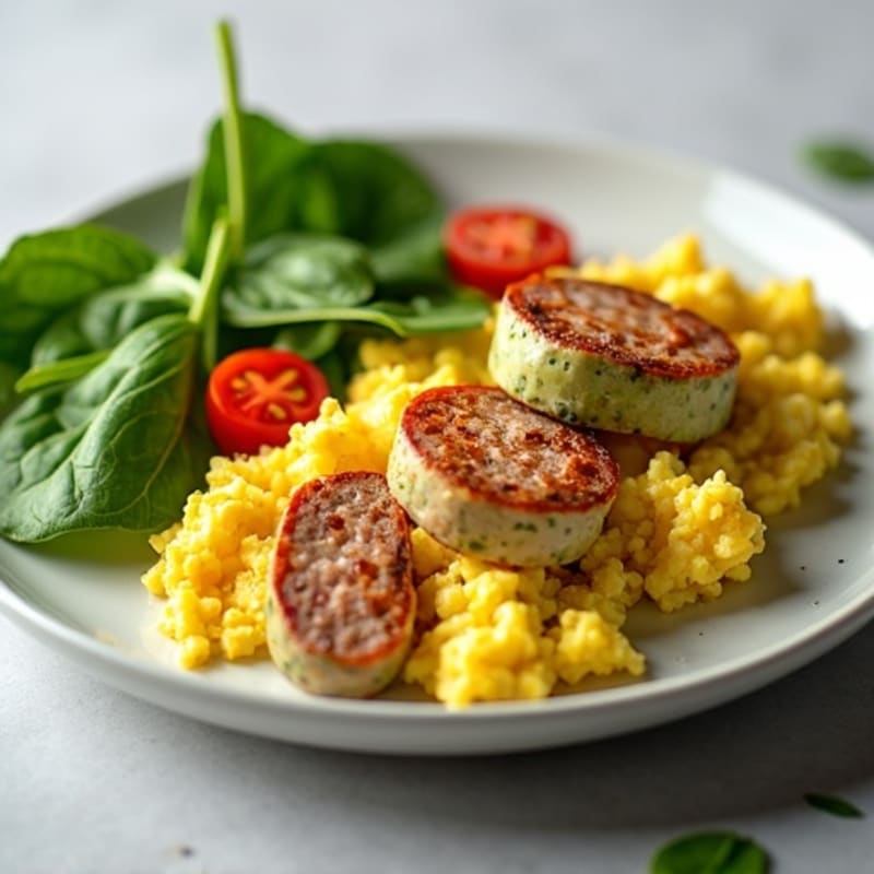 Egg White Scramble with Turkey Sausage, Spinach & Avocado