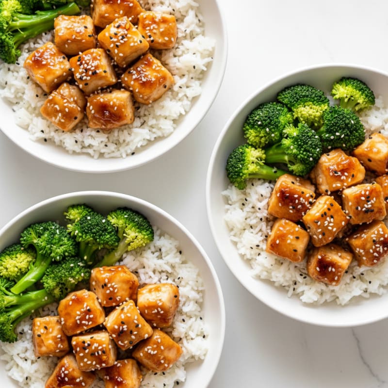 Crispy Honey-Garlic Chicken Bowls