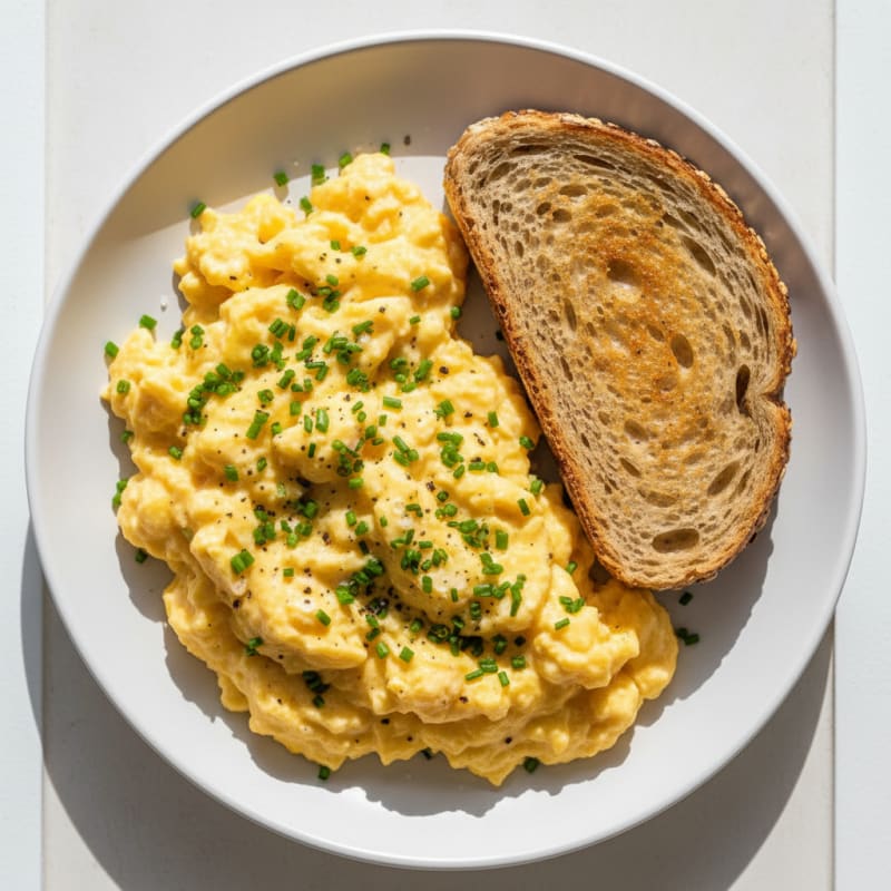 Creamy Golden Scrambled Eggs with Chives