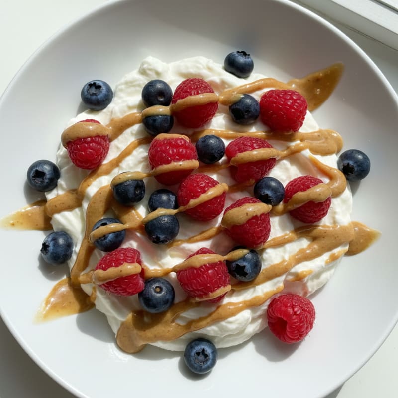 Silky Greek Yogurt Bowl with Mixed Berries and Vanilla Protein Powder