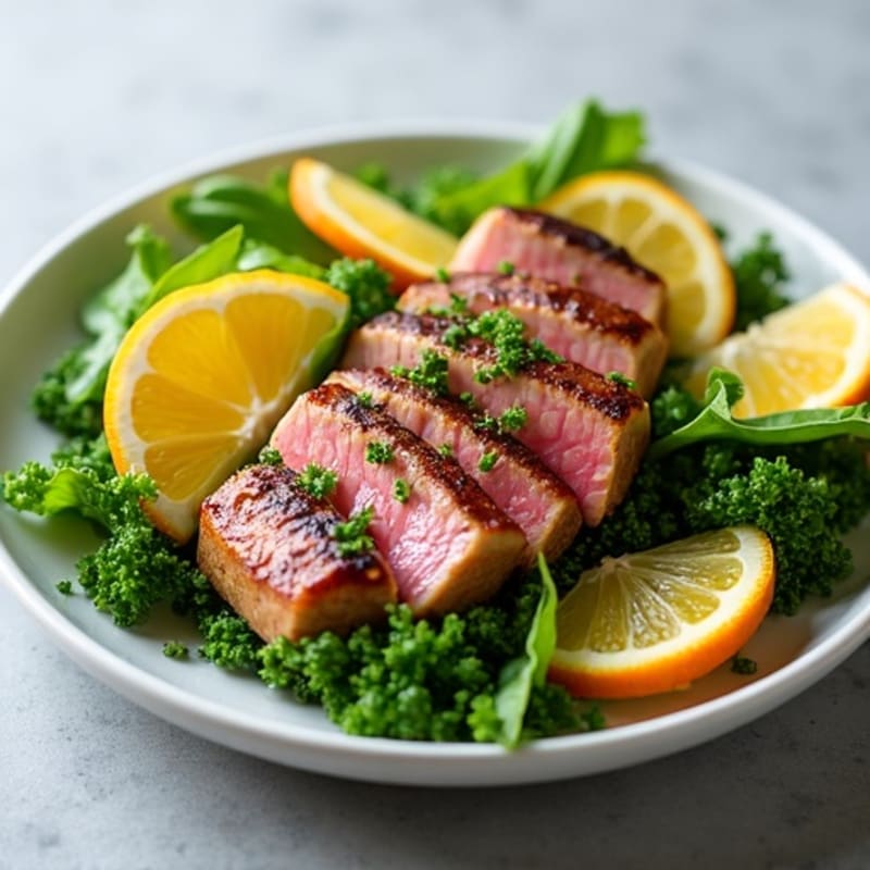 Citrus-Herb Seared Tuna Salad with Crispy Greens