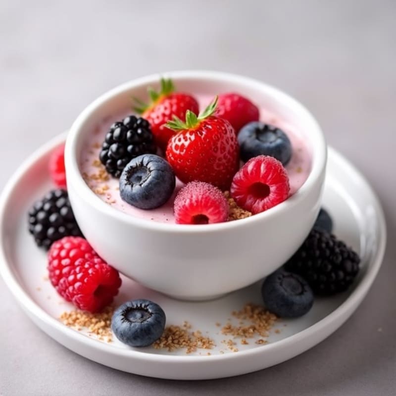 Silky Greek Yogurt Protein Pudding with Mixed Berries