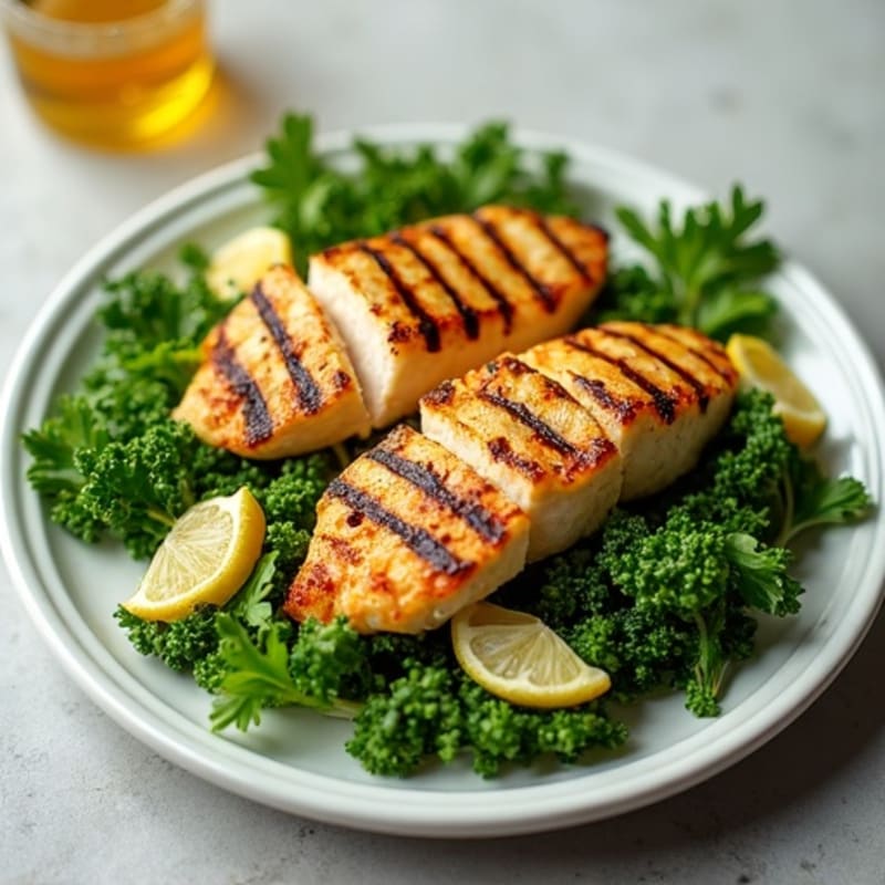 Grilled Chicken Salad with Crispy Greens and Zesty Lemon Herb Vinaigrette