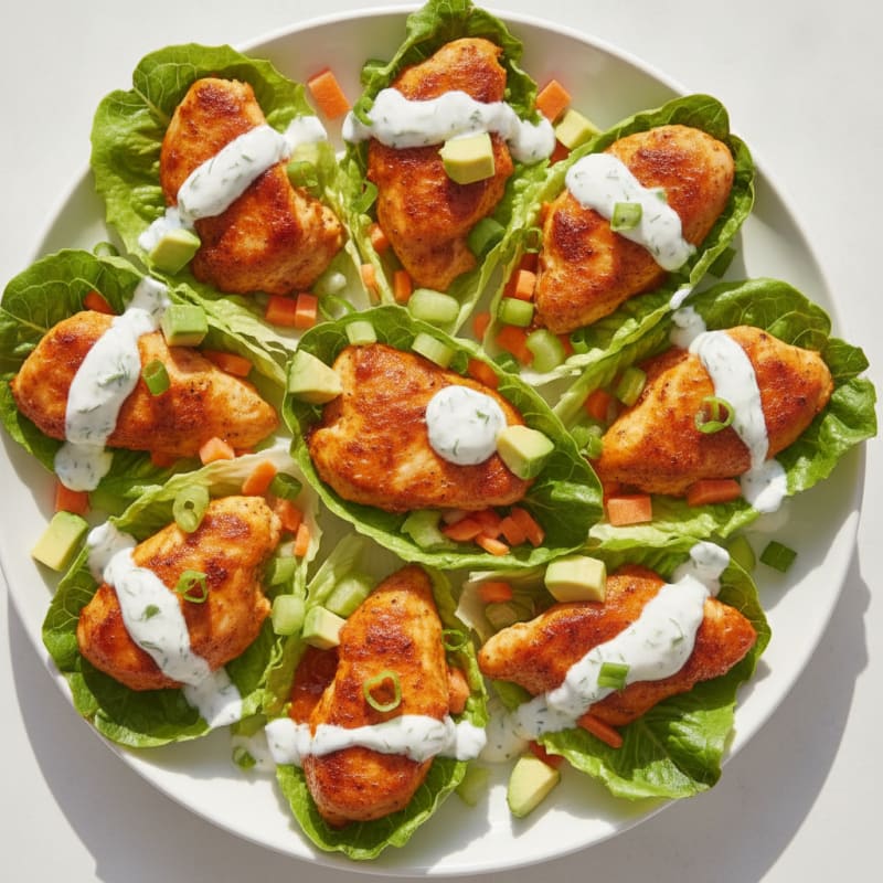 Buffalo Ranch Chicken Lettuce Wraps