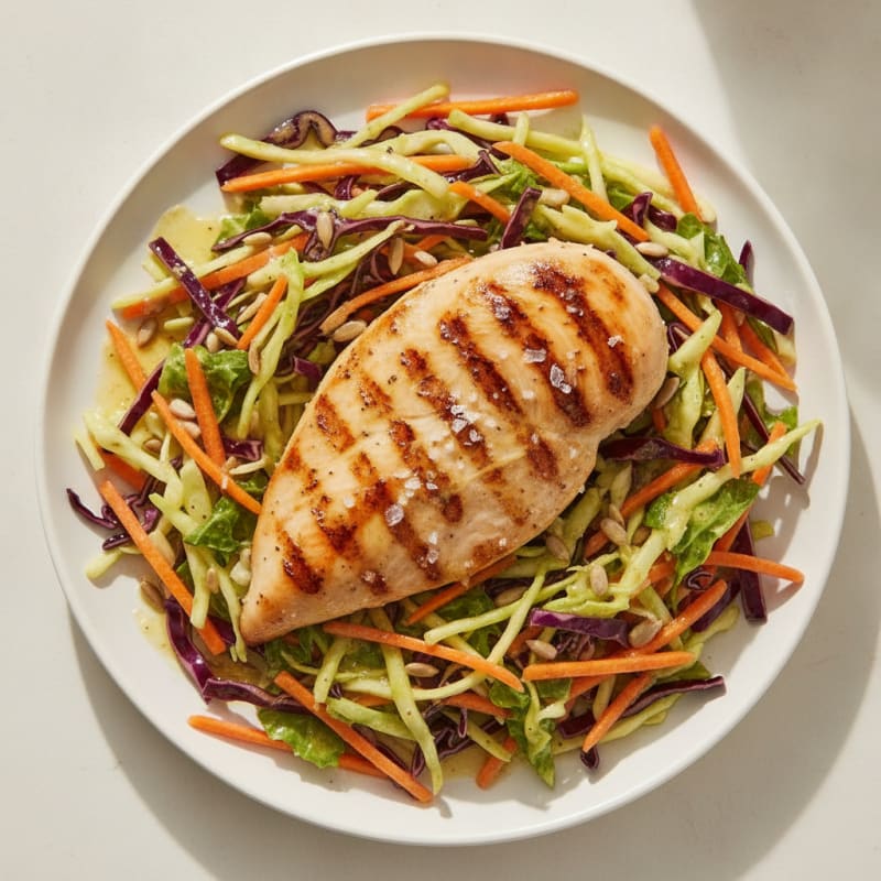 Grilled Chicken Breast with Crunchy Cabbage Slaw