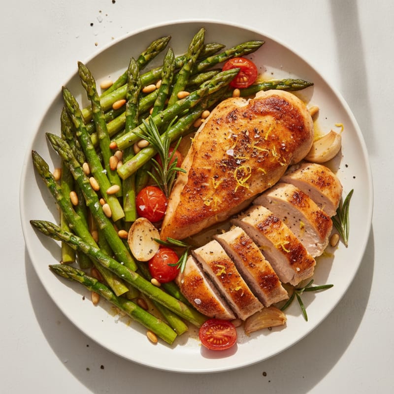 Lemon Herb Roasted Chicken with Asparagus