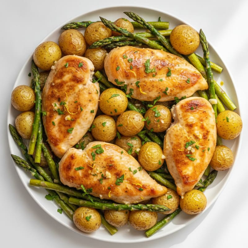 Sheet Pan Lemon Herb Chicken with Roasted Asparagus