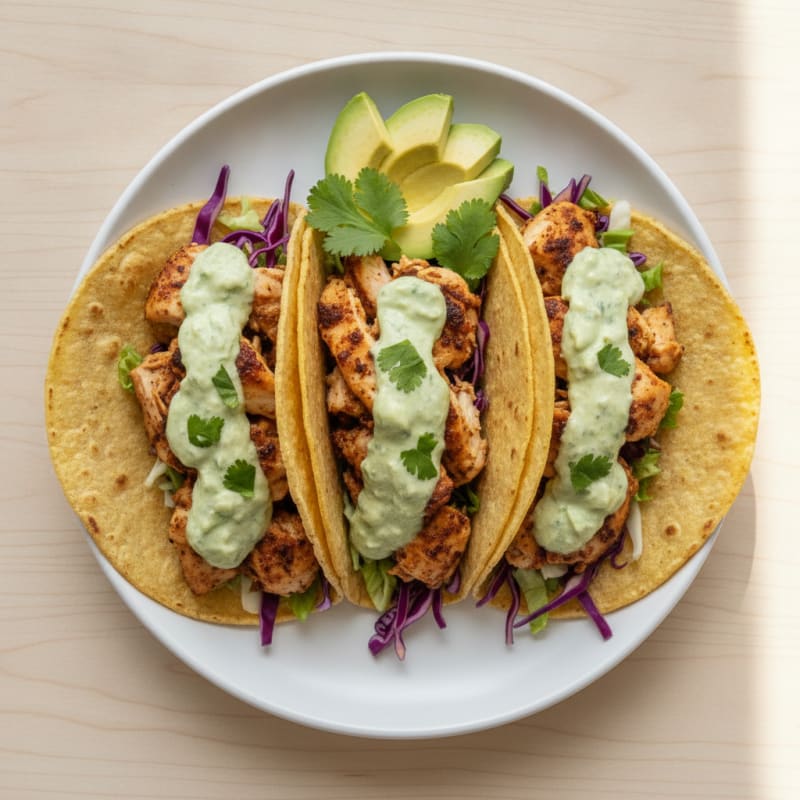 Chicken Tacos with Avocado Crema