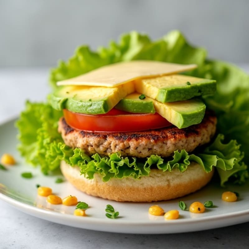 Lean Turkey Burger with Crispy Lettuce and Creamy Avocado