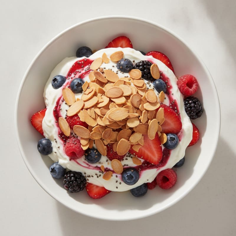 Greek Yogurt Protein Parfait with Berries and Almonds