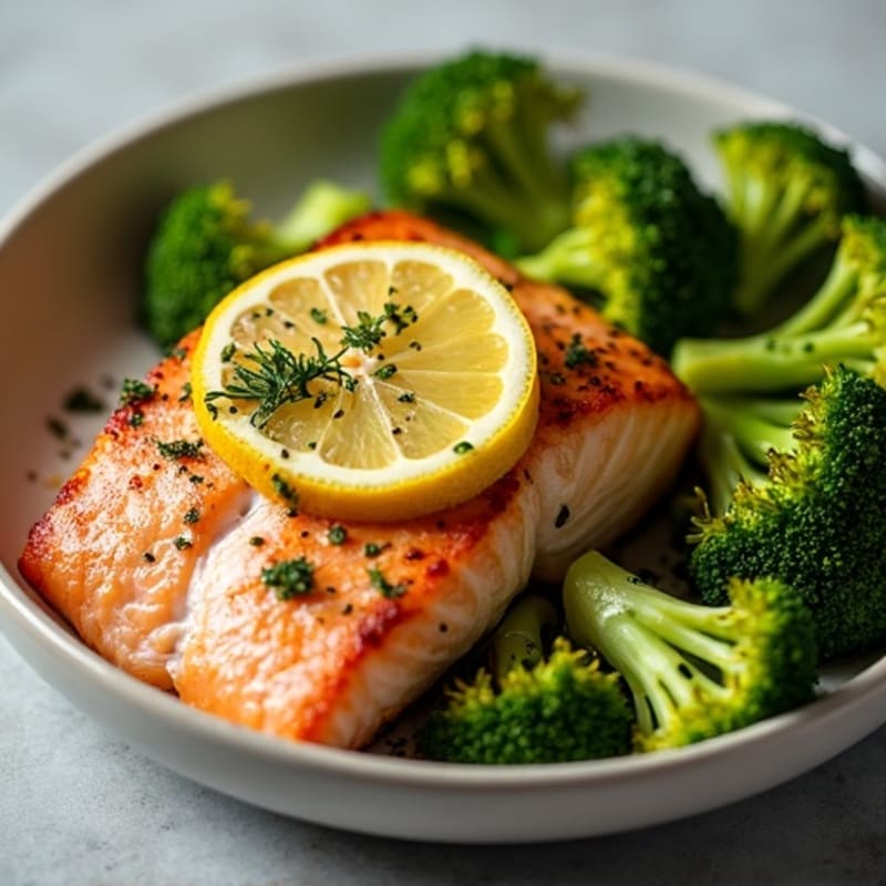 Lemon Herb Baked Salmon with Crispy Roasted Broccoli