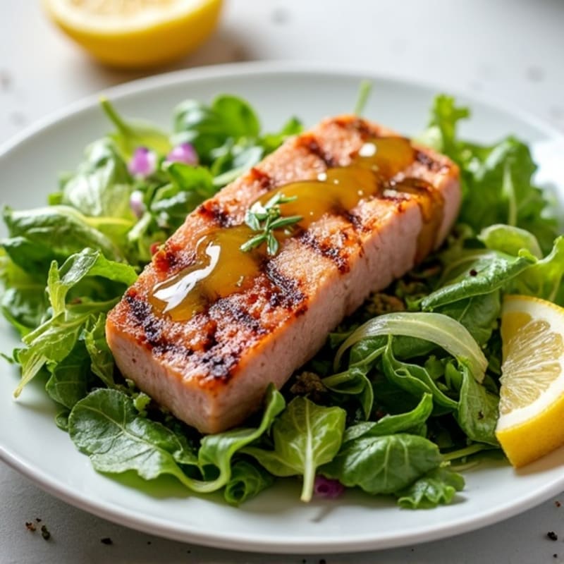 Seared Tuna and Mixed Greens Salad with Lemon Vinaigrette