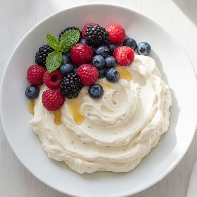 Silky Greek Yogurt Protein Mousse with Mixed Berries