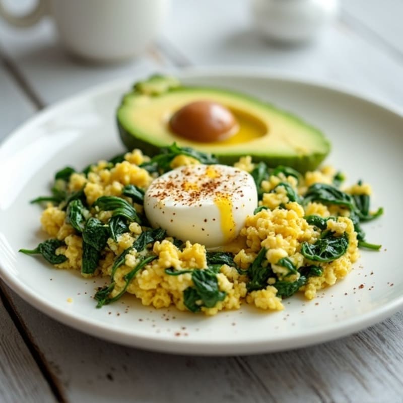 Egg White and Spinach Scramble with Cottage Cheese