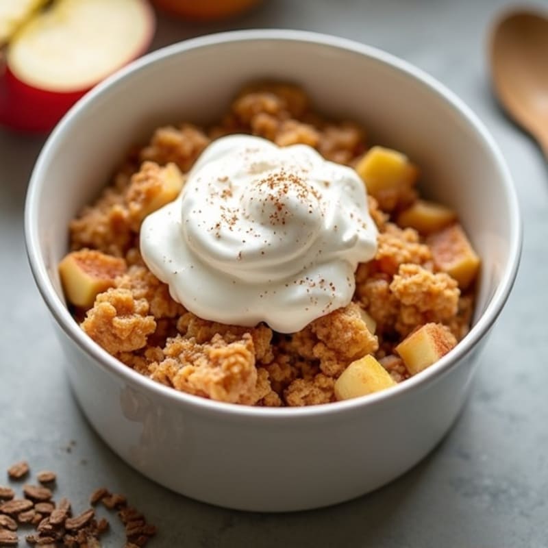 Warm Cinnamon Apple Baked Oats with Greek Yogurt Swirl