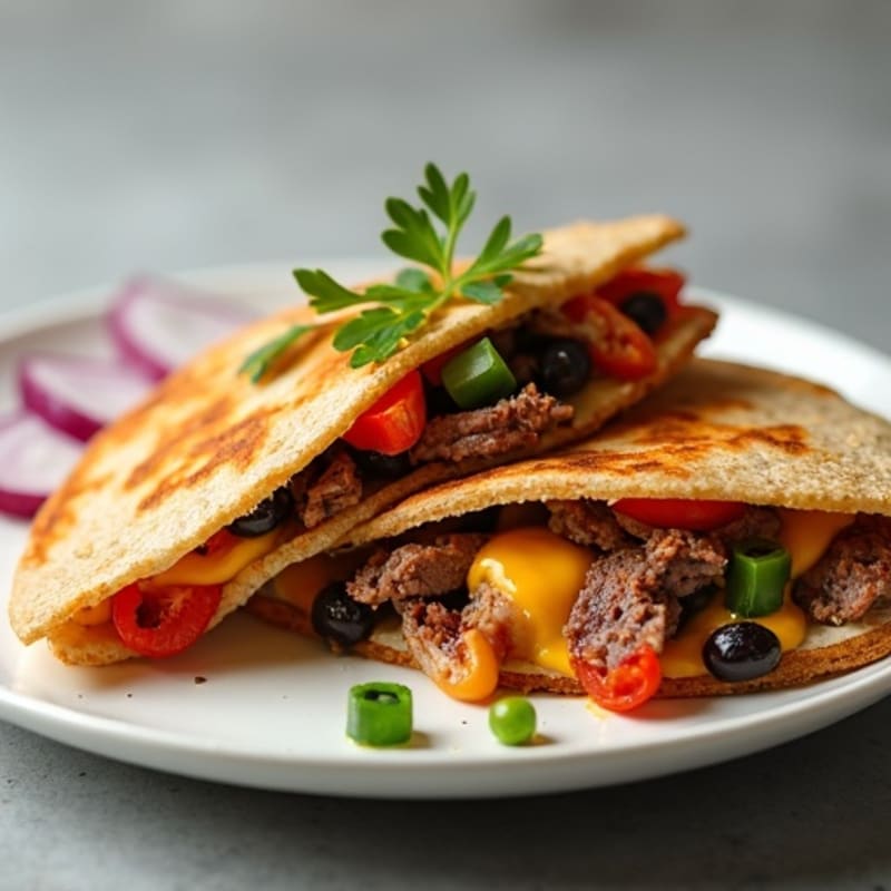 Crispy Lean Steak and Black Bean Quesadillas
