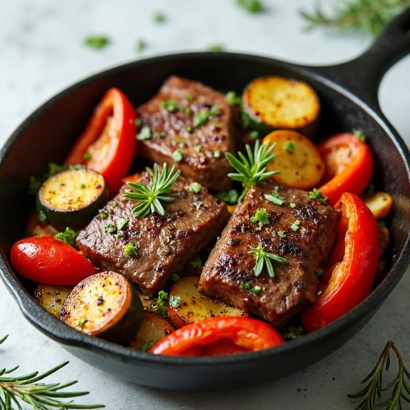 Herb-Seasoned Lean Beef Skillet with Roasted Vegetables