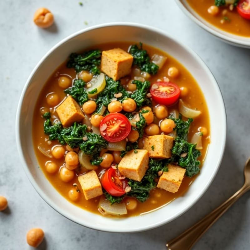 Creamy Lentil and Chickpea Stew with Spinach