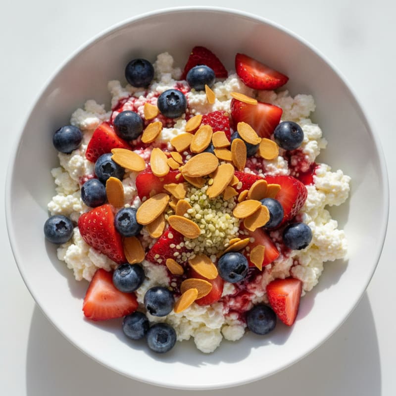 Cottage Cheese and Berry Protein Bowl with Almonds