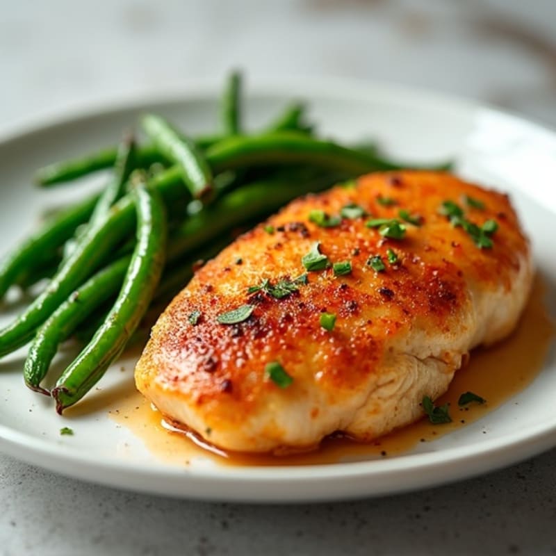 Crispy Pan-Seared Chicken with Roasted Green Beans