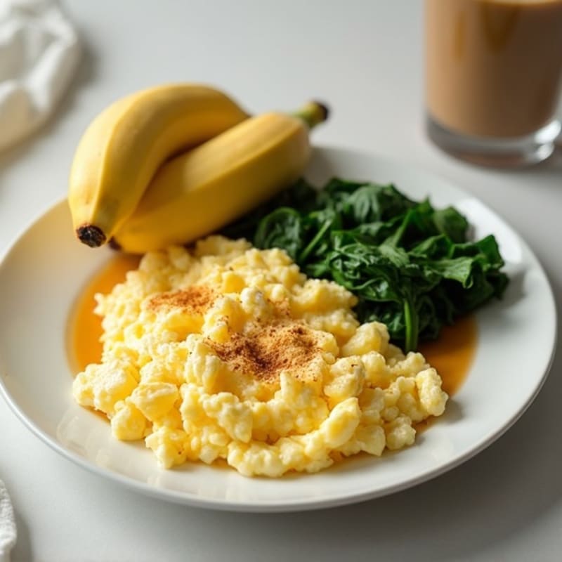 Collagen Coffee Protein Shake with Scrambled Egg Whites and Spinach