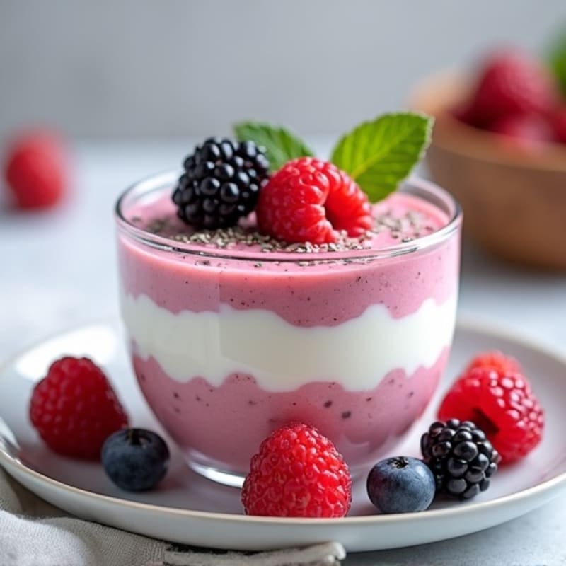 Greek Yogurt Protein Mousse with Mixed Berries